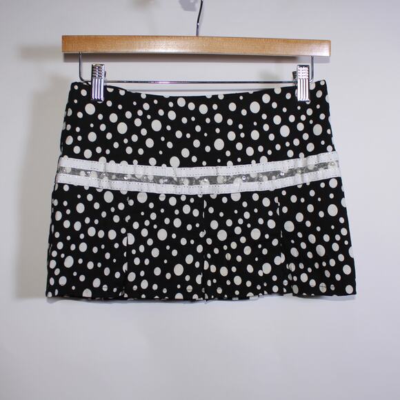 Vintage Galleria Black Polka Dot Mini Skirt With Gems Size M - Picture 1 of 3